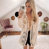 Need a Vacation Natural Crochet Button Down Mini