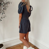 Sunny Attraction Dark Denim Smocked Romper