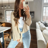 Ally Taupe Open Knit Tie Cardi