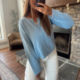 Daphne Powder Blue Cotton Knit Cardigan