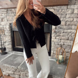 Black Gorgina Tie Front Knitted Cardigan