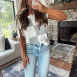 Gray Checkmate Knit Short Sleeve