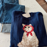 Navy Purrfectly Cozy Sweater