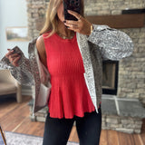 Papaya Flared Sleeveless Top