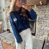 Navy Freedom Flag Cardigan