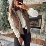 Brown Reversible Corduroy Puffer Vest