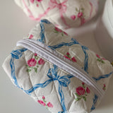 Blue Ribbons & Roses Cosmetic Bag