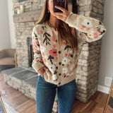 Rose Latte Boucle Blossom Cardigan