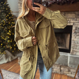 Risen Olive Oversized Utility Jacket