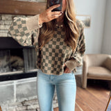 Olive Bold Check Sweater