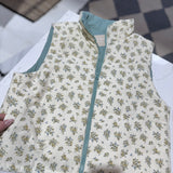 Cream Floral Puffer Vest IN STORE