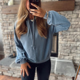 Dusty Navy Selene Seam Detail Hoodie