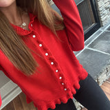 Cherry Frilly Francine Cardigan
