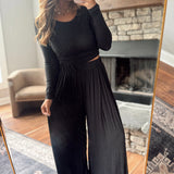 Black Go With The Flow Long Sleeve Top and Pant Set