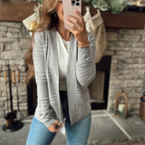 Asher Heather Grey Stitch Striped Cardi