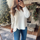 Bone Brushed Henley Top