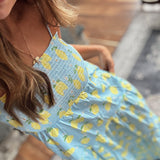 Light Blue Zesty Lemons Maxi Dress