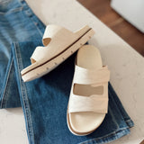 Layla White Embroidered Slide