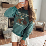 Dark Green Yellowstone Embroidered Sweatshirt