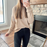 Stella Lt Mocha Round Neck Corded Ribbed Long Sleeve