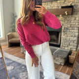Plum Pink Mineral Cloud Bubble Hem Pullover
