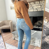 Mica Vintage Blue HR Straight Crop Denim