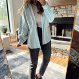 Risen Light Balloon Sleeve Denim Top