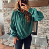 Dark Green Selene Seam Detail Hoodie