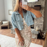 Faded Cloud Cropped Denim Top