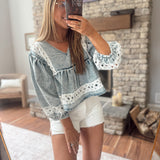 Denim Indira Shirred Top