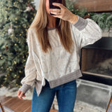 Camo Raw Edge Asymmetrical Hem Top