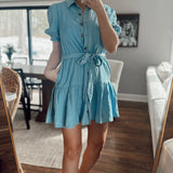 Pure Joy Lt. Denim Button-Up Mini