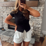 Black Orlisse Button Front Top