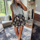 Coal Crush Smocked Lace Up Skirt