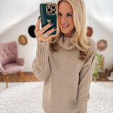 Megan Mocha Ribbed Turtle Neck Sweater IN STORE
