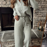 Walking The Walk Dusty Sage Wide-Leg Sweats