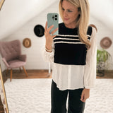 Charlotte Black Knit/Button Down Blouse