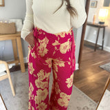Vacay Vibes Magenta Peach Floral Wide-Leg Pants