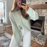 Spring Mint Button Cardigan