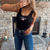 Black Freedom Breeze Tank Bodysuit