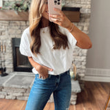 Off White Bubble Hem Short Sleeve Tee