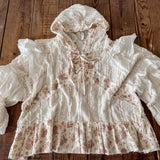 Natural Flared Ruffle Top