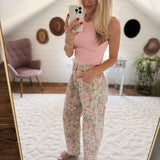 Pink Vintage Floral Barrel Jeans
