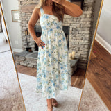 Blue Petal & Vine Midi Dress