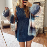 Polka Dot Seam Denim Mini Dress