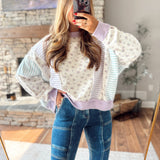 Light Purple Floral Fade Denim Cut Sweatshirt