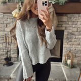 Irma Grey Mock Neck Knit Sweater