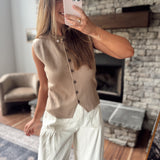 Mocha Jenafer Button Up Sweater Vest