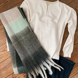 Gray Mint Gingham Scarf