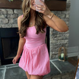 Bubblegum Pink Bubble Hem Sporty Romper